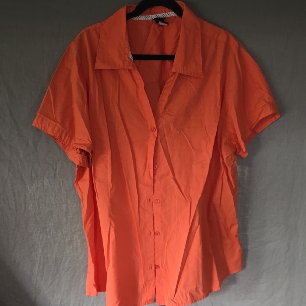 Basic Editions Orange Casual Button Down Shirt - image 1